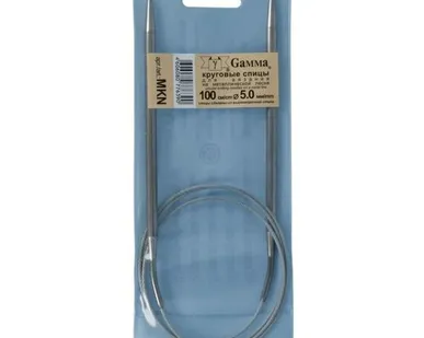 фото Спицы круговые MKN сталь (d 5.0 мм)/100 см, с металл. леской, Gamma