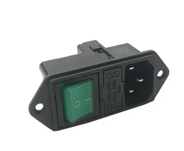 фото Сетевой разъем LZ-14-F14 с зеленым выключателем и предохранителем