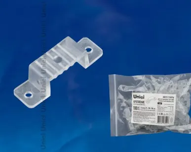 фото Крепление для ленты 220В UCC-K14 CLEAR 100 POLYBAG Крепление для светодиодной ленты 220В 14-16x7мм. Цвет прозрачный, 100 штук в пакете. TM Uniel.