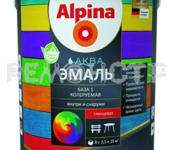 фото Эмаль акрил унив  0,9л  База 1 шел-мат Alpina Аква (6/360) (под заказ) П