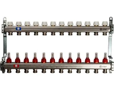 фото Коллектор из нержавеющей стали с расходомерами 12 вых. STOUT