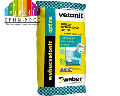 фото Клей для плитки Weber Vetonit optima 25 кг.