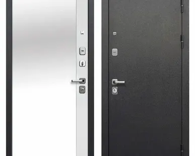 фото Дверь входная Гарда 9см (Ferroni) металл/МДФ с зеркалом, Антик серебро/Эмалит белый 2050х860мм, ПРАВАЯ