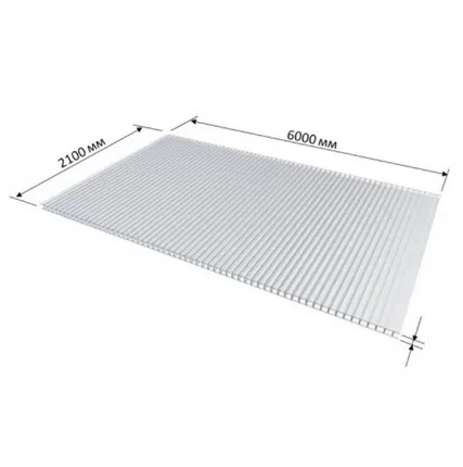 Фото №0 Поликарбонат 2100х6000х4мм 0.50кг/м2 (прозрачный) Мультигрин пленка с 1 стороны