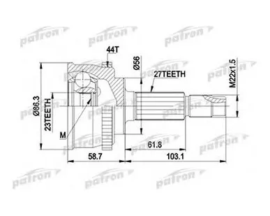 фото Patron ШРУС наружный 27x56x23 Nissan Primera 02 ор 39211AU325 Patron PCV1508