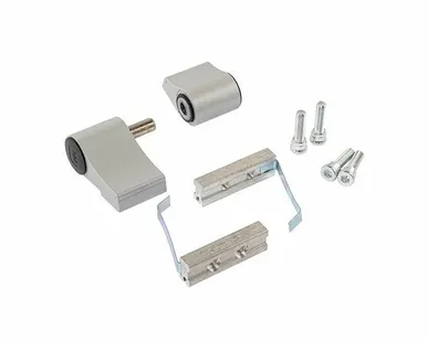 фото Петля дверная подшипниковая ELEMENTIS new, 2-х секционная, м/о 67, крепление на холодный профиль, серебро