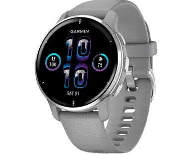 фото Часы Garmin Venu 2 Plus серые с серебристым безелем и силиконовым ремешком