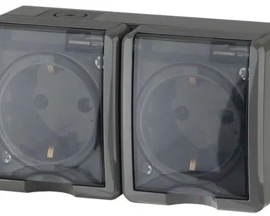 фото Розетка ОП 11-2404-03 2х2P+E IP54 шторки 16АХ-250В Эксперт сер. ЭРА Б0020719