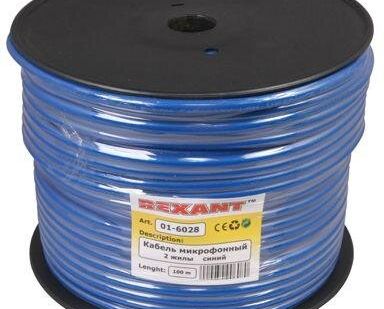 фото Кабель КММ 2х0.25 1 экран d6.8мм син. (уп.100м) Rexant 01-6028