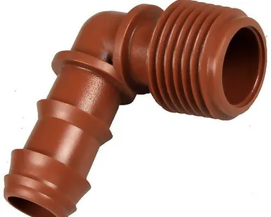 фото Г фитинг проходной наружная резьба (Г фитинг проходной 16 1/2" нар резьба корич Azud)