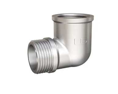 фото Угол 90 гр LD Pride DN15 (1/2") ВР/НР латунь никель