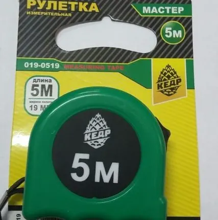 Фото №0 Рулетка Кедр 5м зеленая, пластиковый корпус, автостоп 019-0519