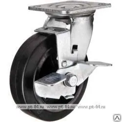 Фото №0 Поворотное чугунное колесо SCdb 125, литая черн. резина, г/п 180кг, Ø 125мм