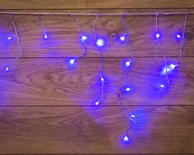 фото Гирлянда "Айсикл" (бахрома) 1.8х0.5м 48LED син. 3Вт 230В IP20 провод прозр. Neon-Night 255-013