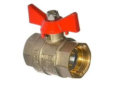 фото Кран шаровой 1 дюйм, рукоятка бабочка, резьба внутренняя/внутренняя