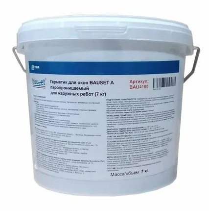 Фото №0 Герметик для окон BAUSET A паропроницаемый для наружных работ (7кг)