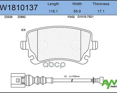 фото Колодка Тормозная 0897.00 Aywiparts Aw1810137 Задние AYWIparts арт. AW1810137