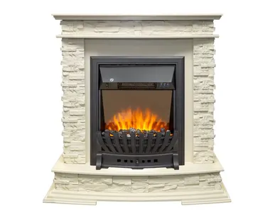 фото Каминокомплект Luzern под классику сланец белый (слоновая кость) + Aspen Black