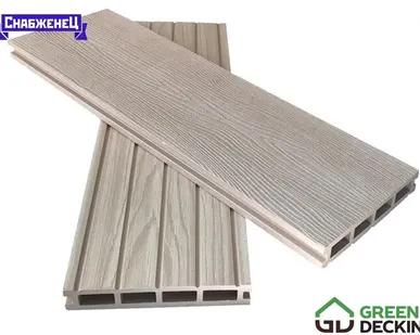 фото Террасная доска из ДПК Greendecking "Vintage-3D" цвет: Слоновая Кость, 150x25 мм (цена м2)