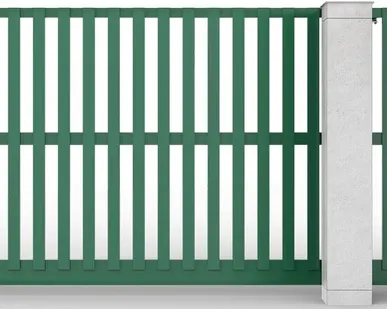 фото Откатные ворота ал-профиль зеленые вертикальные 3500х2000 мм