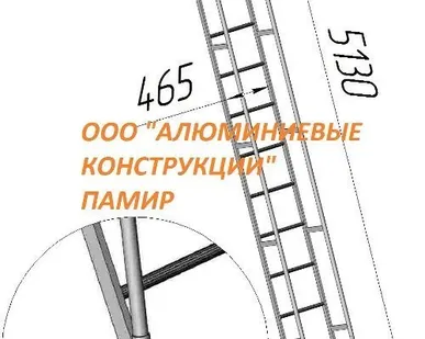 фото Лестница приставная алюминиевая с поручнями (ЛПНА)