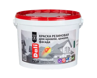 фото Краска резиновая для кровли, цоколя, фасада "DALI" черная 12 кг. "РОГНЕДА"