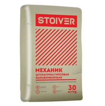 Фото №0 Смесь сухая строительная штукатурная на гипсовом вяжущем STOIVER-Механик (1 под=45шт, 1 меш=30 кг)(В