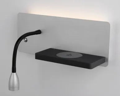 фото Настенный светодиодный светильник с беспроводной зарядкой Kofro R LED (правый) MRL LED 1112 серебро/чёрный
