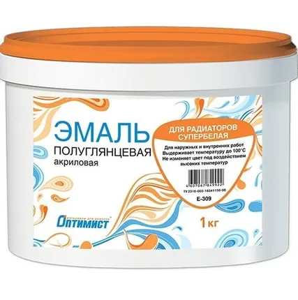 Фото №0 Эмаль Оптимист Е309 для радиаторов, 1 кг
