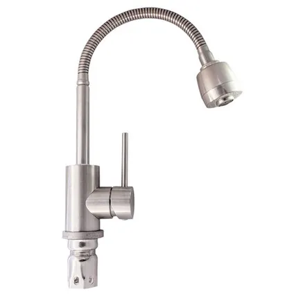 Фото №0 Смеситель для кухни ZM/CALORIE W8105, нержавеющая сталь, гибкий излив, картридж 35мм, гайка