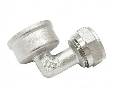 фото Угольник обжимной LFW 16х1/2, установочный, латунный, с вн. резьбой с крепл. VALTEC