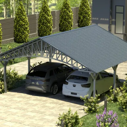 Фото №0 Двускатный навес №22 из профнастила 6,5х6,3 м