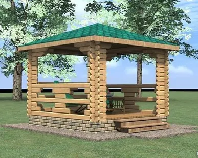 фото Беседка 9 кв.м. из профилированного бруса камерной сушки