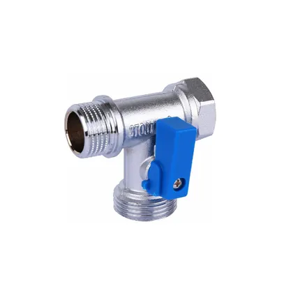 Фото №0 Кран проходной шаровой Stout 1/2"н.р.*3/4"н.р.*1/2"в.р. (ручка флажок)