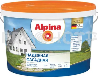 фото Краска вд фасад 12 л надежная Alpina бел мат (+20% бесплатно) (1/40) П