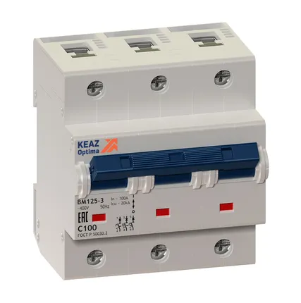 Фото №1 Выключатель автоматический модульный 3п C 80А 20кА OptiDin BM125-3C80-8ln-УХЛ3 КЭАЗ 138543