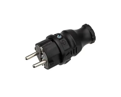 фото Вилка прямая влагозащ. с/з 16А IP44 каучук Rexant 111-001