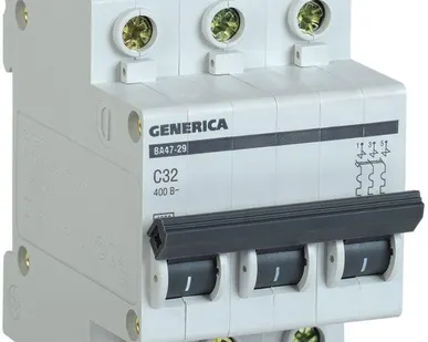 фото Выключатель автоматический модульный 3п C 32А 4.5кА ВА47-29 GENERICA ИЭК MVA25-3-032-C