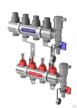 Фото №0 Коллекторы в сборе с расходомерами 1" ВР-3/4" НР 11 выходов