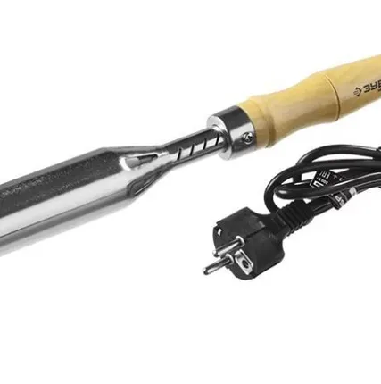 Фото №0 Паяльник, ЗУБР &quot;МАСТЕР&quot; с выкл, деревянной рукояткой и долговечным жалом, 3