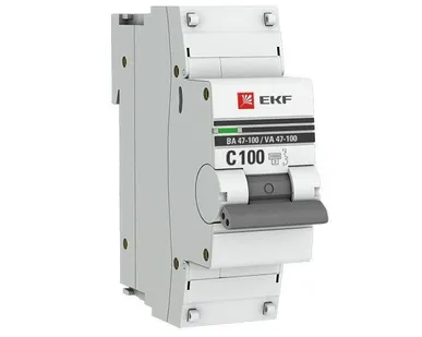 фото Выключатель автоматический модульный 1п C 100А 10кА ВА 47-100 PROxima EKF mcb47100-1-100C-pro