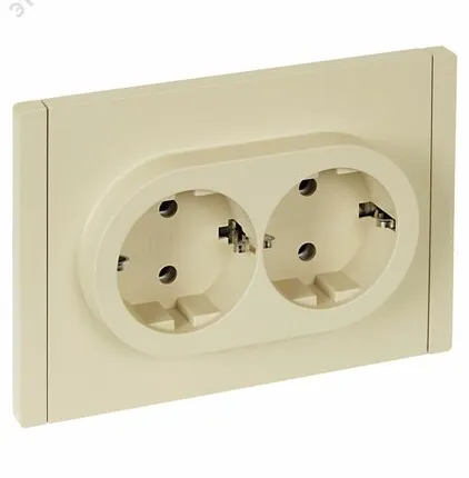 Фото №0 FORTE&PIANO Розетка 2-местная с заземлением без защитных шторок безвинтовое крепление 16А FP424 ваниль IEK