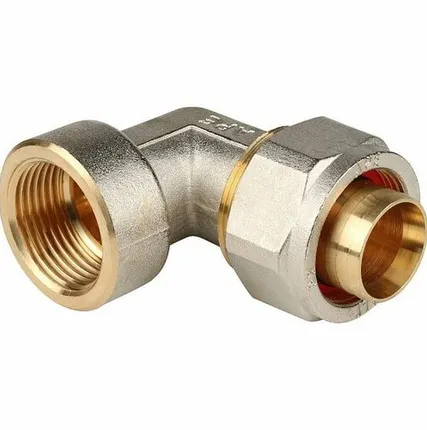 Фото №0 Угольник-переходник STOUT с внутренней резьбой 1 x32 для металлопластиковых труб винтовой