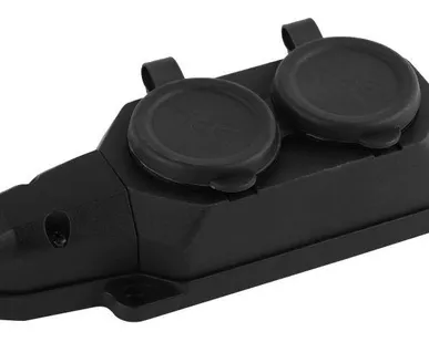 фото Колодка 2-м с заземл. 16А IP44 K-2e-B-IP44 каучук черн. Эра Б0044544