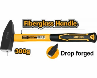фото Молоток слесарный, 300гр, кованый, фибергласовой ручкой /INGCO