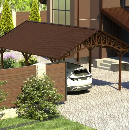 Фото №0 Двускатный навес №22 из профнастила 4,5х6,3 м