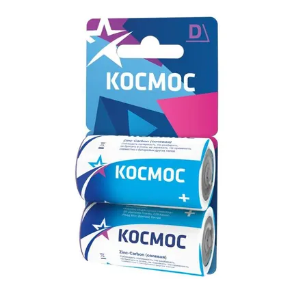 Фото №0 Элемент питания солевой R20 (блист.2шт) Космос KOCR202BL