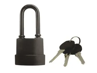 фото Замок навесной влагостойкий 55мм чугун в ПВХ 3 кл. цилиндрический механизм автомат