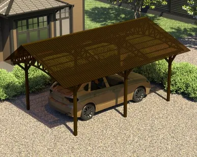 фото Двускатный навес №20 из поликарбоната 3,5х6,3 м