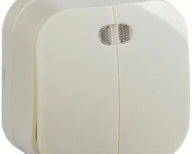 фото Выключатель 2-кл. ОП GLORY 10А ВС20-2-1-ХК с индикацией крем. IEK EVH21-K33-10